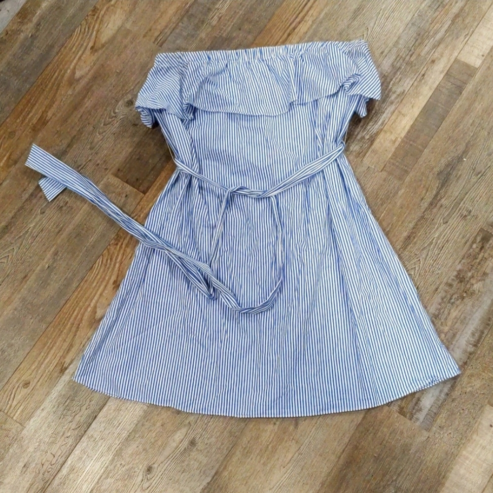 Michael Kors Blue and White Striped Garment